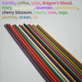 15 Kinds of Essential Oil Infused Aroma Sticks, 60/120/225 Pieces, 22cm, Burn Time 38 Minutes, Coffee, Lavender, Tulip, Lily, Jasmine, Rose, Sage, Ocean, Milky, Cherry Blossom, Dragon's Blood, Sandalwood, Eucalyptus, Vanilla,