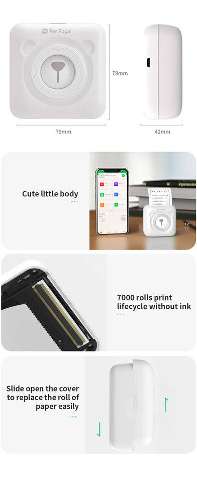 9 Colors Peripage A6 304DPI Mini Photo Printer Notes Sticker Label Printing Machine Bluetooth Portable Wireless Printer Marker
