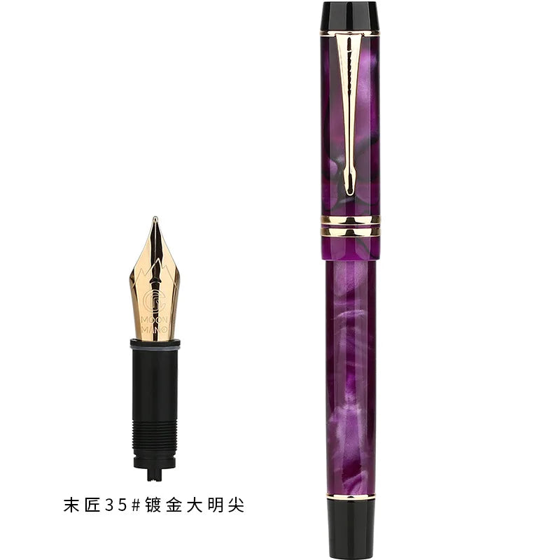MAJOHN M600S Resin Pen 35 # Gold Plated Daming Tip Universal Type Student Adult Writing Practice Gift Ink Pen