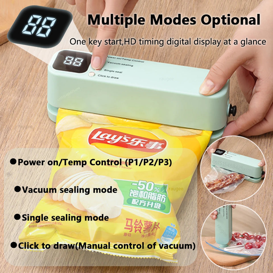 Plastic Bags Sealer Food Packaging Bag Sealing Machine Mini Sealer Portable Heat Bag Sealer Rechargeable Food Bag Thermal Sealer