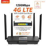 Plery WIFI6 1200Mbps 4G LTE Router 2.4G/5.8G WiFi Router 2*LAN Ports 4G Router Nano SIM Card WPA3 router 5 g sim DC/Type-C Power
