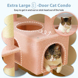 Multi-Level Cat Tree Tower with Scratching Posts&Board, Hammock, Cat Condo, Spacious Top Perch,Dangling Balls for Indoor Cats
