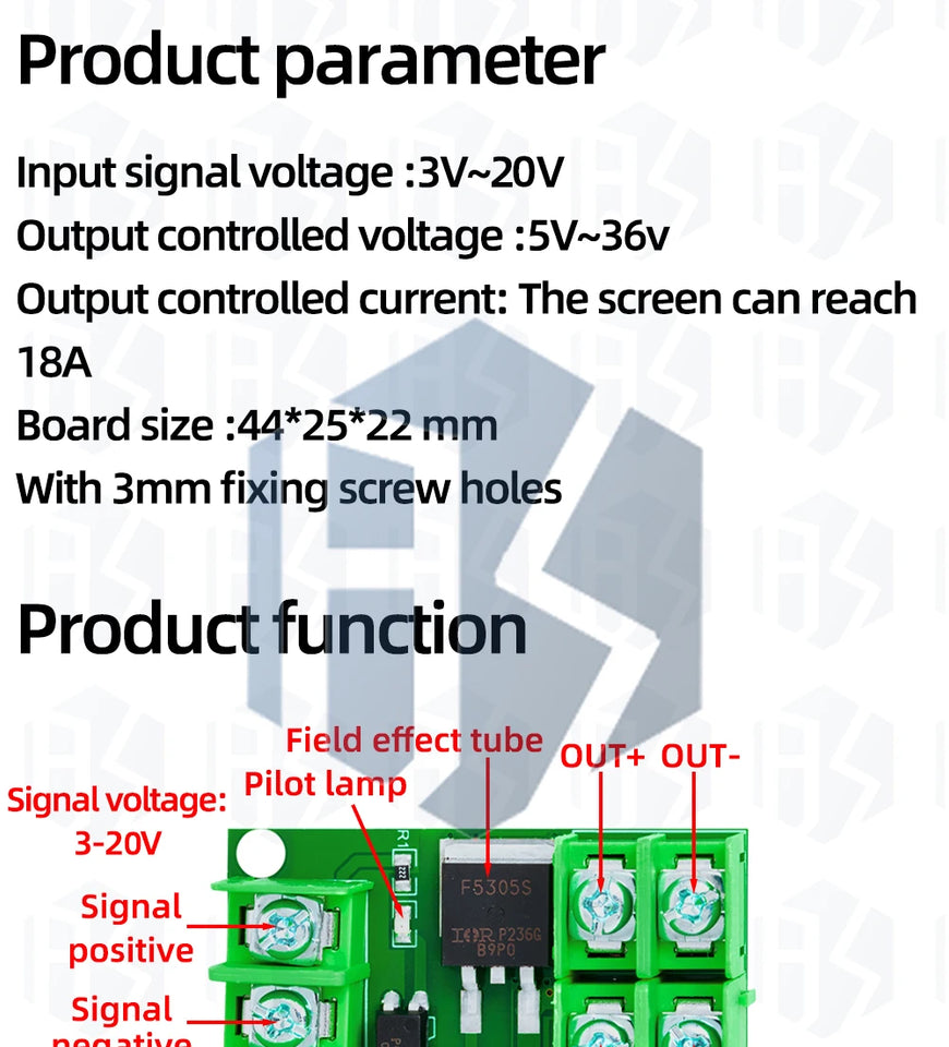 Electronic Control Board - Triggered Switch Module Featuring DC - Controlled MOSFET Optocoupler