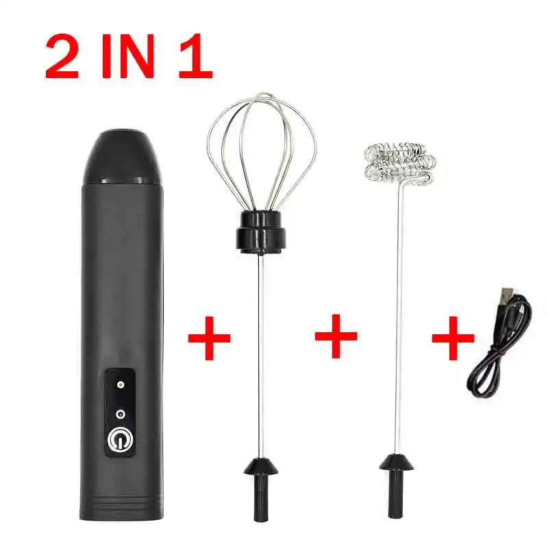 hot Electric Milk Frother Portable Egg Beater Hand Held Coffee Whisk Foam Mixer Rechargeable Kitchen Household Milk Foamer