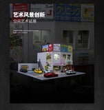 Diorama 1/64 Car Parking Lot with LED Lighting Japanese Commercial Building Model Scene Garage Display Model US