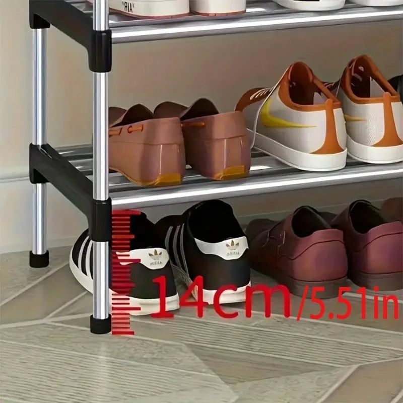 5-Layer Stackable Shoe Rack, Space-Saving Black & Blue Vertical Shoe Storage Cabinet for Wardrobes & Corners