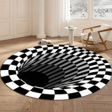 1pc Modern 3D Illusion Checkered Round Area Rug Washable NonSlip Floor Mat for Entryway and Bedroom Living Room Coffee Table Rug