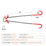 SucceBuy G80 V Bridle Chain Towing Chain Bridle with 15" J Hooks & Grab Hooks Transport Tow Chains for Flatbed Trailer Wrecker