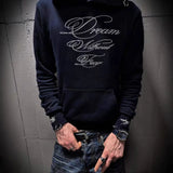 Punk Gothic Letters Hot Diamond American Retro Men and Women Pullover Hoodie Personalized Fashion Loose Casual Sweatshirt