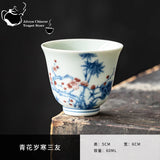 Kung Fu Tea Cup, Hand-painted,  Vintage Blue and White Tea Cup, Handmade Ceramic，High End Personal Tea Cup, Single Cup