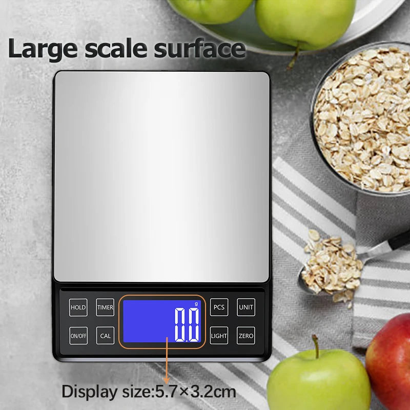Digital Kitchen Scale 0.1g High Precision 3kg/5kg/10kg Home Waterproof Stainless Steel Electronic Balance Food Weighing Scale