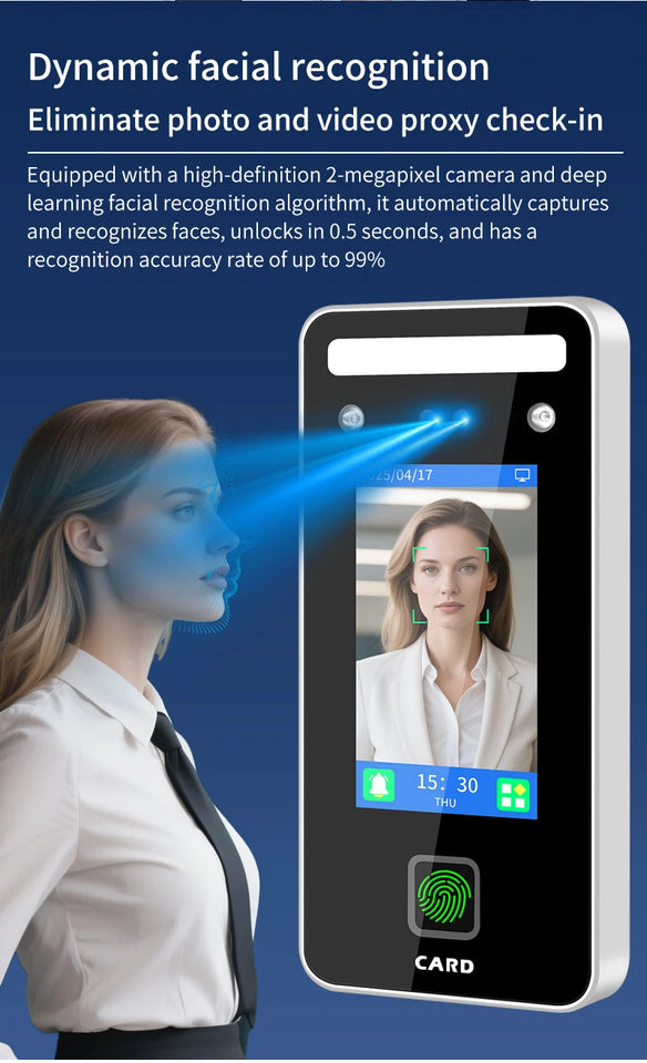 AI-Powered Biometric Fingerprint and Face Recognition 4.3in Turnstile Card Reader for Time Attendance and Access Control