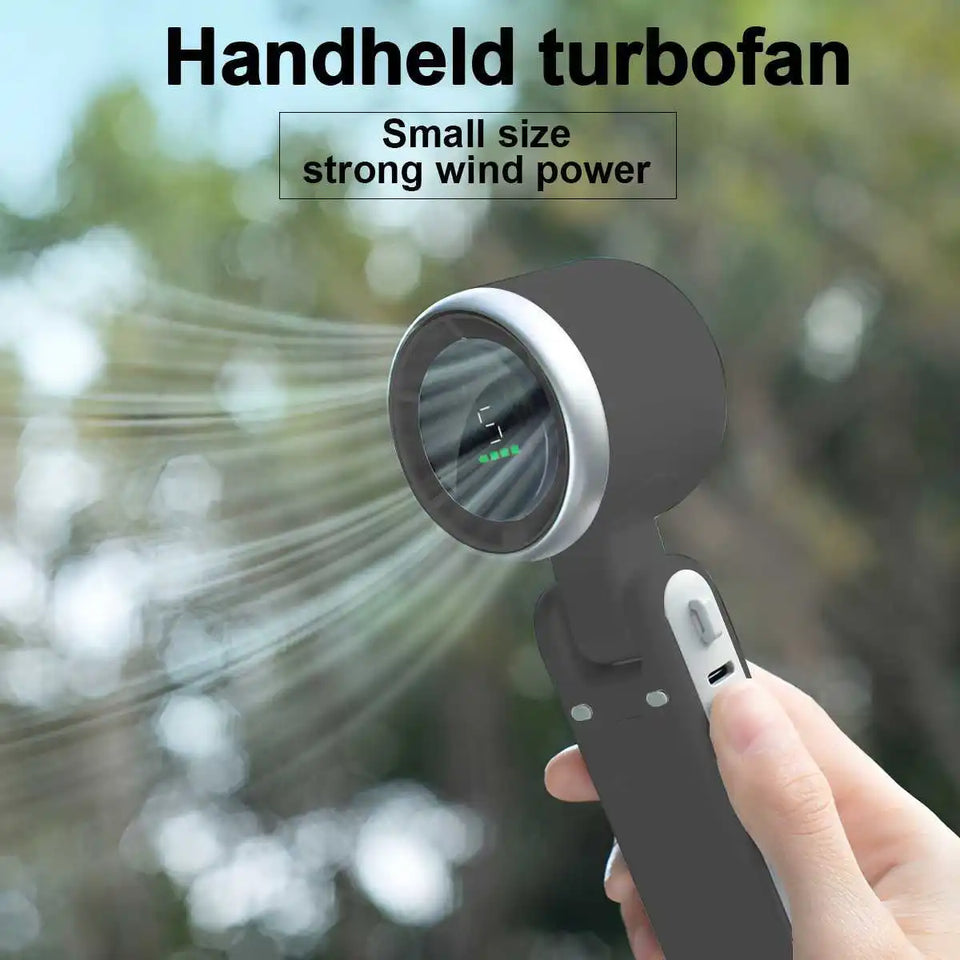 Portable Handheld Fan Adjustable Mini Fan Hair Dryer, 5-speed Bladeless Folding Handheld Fan with Digital Display Screen