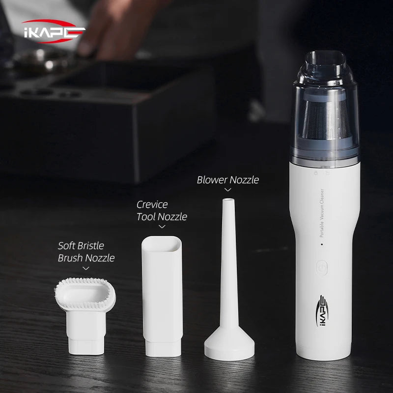 IKAPE Coffee Grounds Vacuum For Bar/Car/Desktop Portable Wireless Handheld Barista Cleaner With 13Kpa Powerful Suction&Blower
