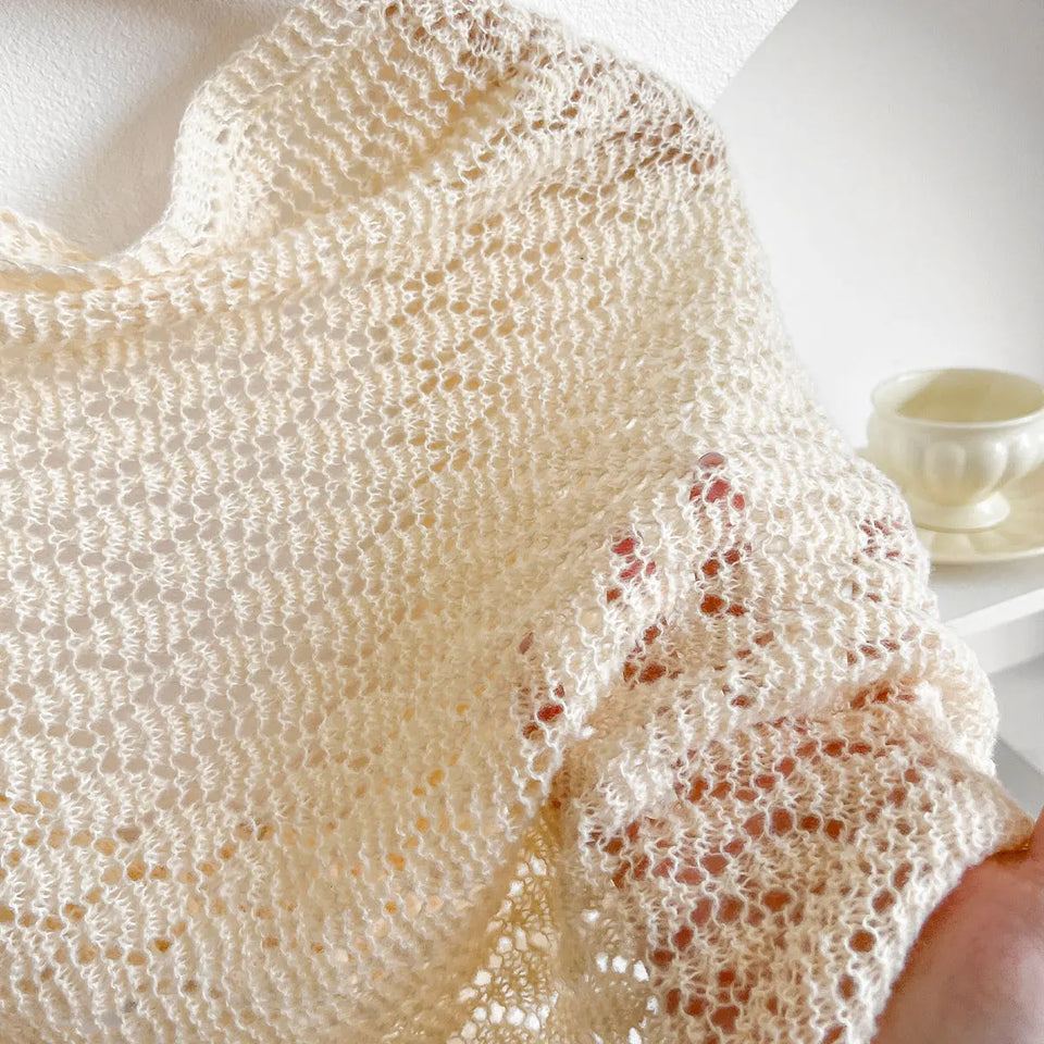 Korean Hollow Out Knitted Shawl Summer Air Conditioning Fake Collar Neck Guard Knit Thin Knotted Cape Shoulder Scarf For Women
