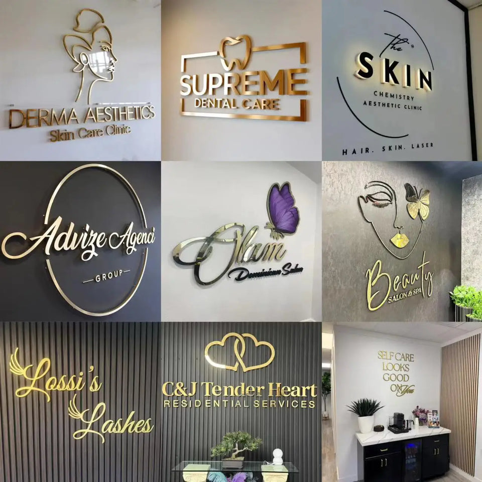 Custom 3D Metal Letters Business Logo Commercial Storefront Sign Office Clinic Spa Nail Company Signboard  Metal Channel Letters