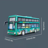 Children Inertia Pull Back Vehicles Toy Double Decker Sightseeing Bus Open Door Lights Music Die Cast Vehicles Toys for Boys