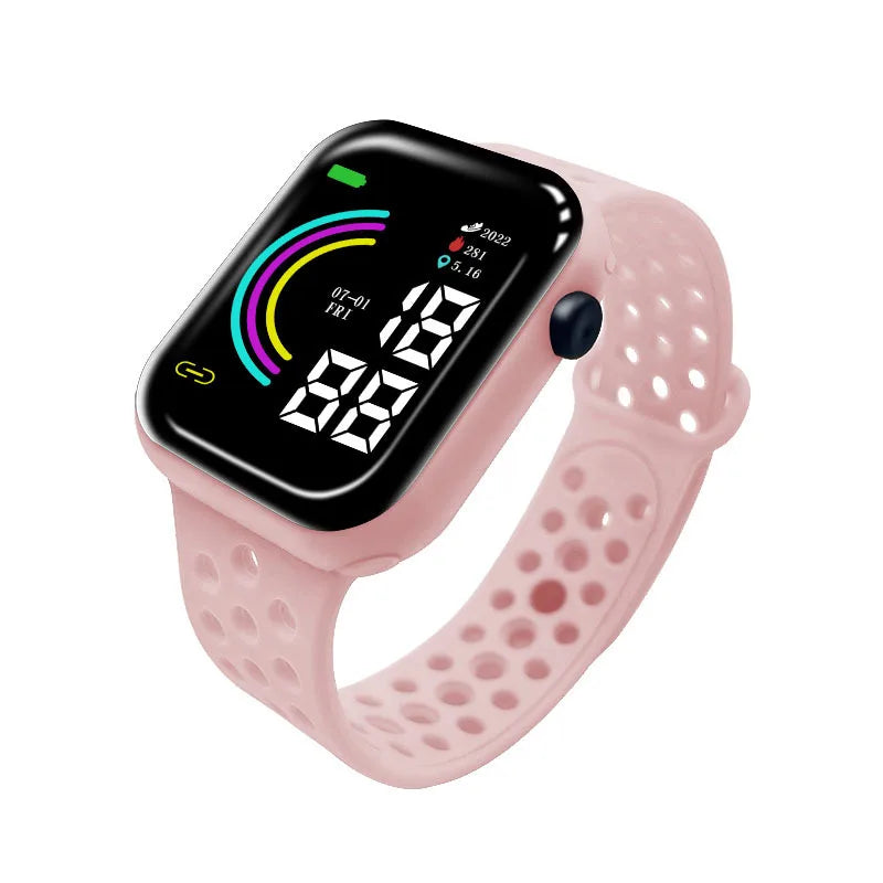 Children's electronic watch, student rainbow digital display LED electronic watch