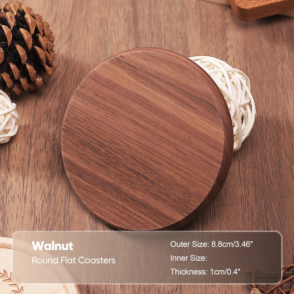Wood Coasters for Drink Beech Coasters Heat Resistant Round Non-slip Pad Cup Coasters Tea Coffee Cup Pad for Home Table Kitchen