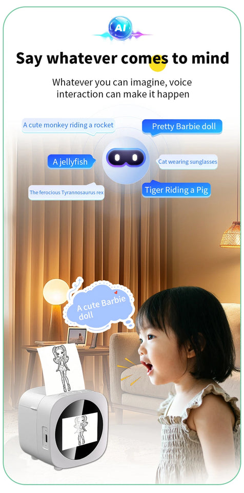 AI printer voice control AI generates images for instant printing of high-definition photos Thermal printer convenient printer