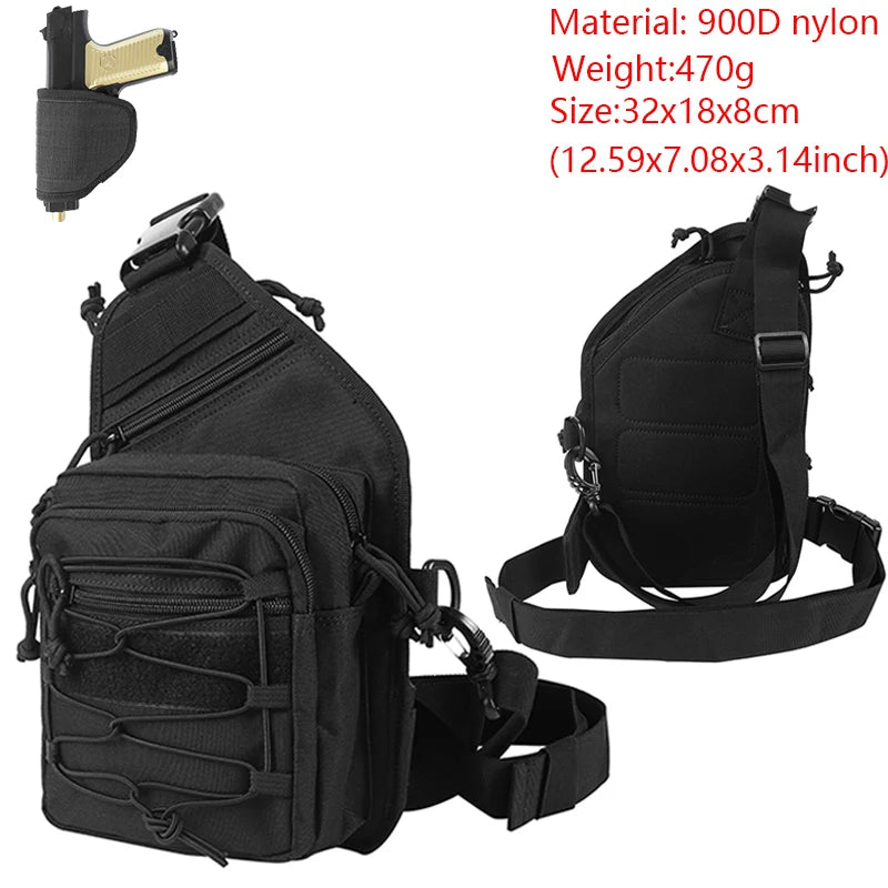 Concealed Carry Bag Tactical Crossbody Sling Backpack Shoulder Gun Holster Bag Chest Pack EDC Pouch Pistol Holster Bag Hunting