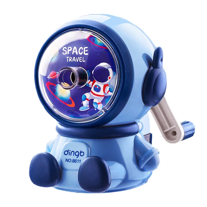 Cartoon Astronaut Pencil Sharpener Student Pencil Sharpener Hand Crank Manual Sharpener Adjustable Thickness Cute Pencil Cutter
