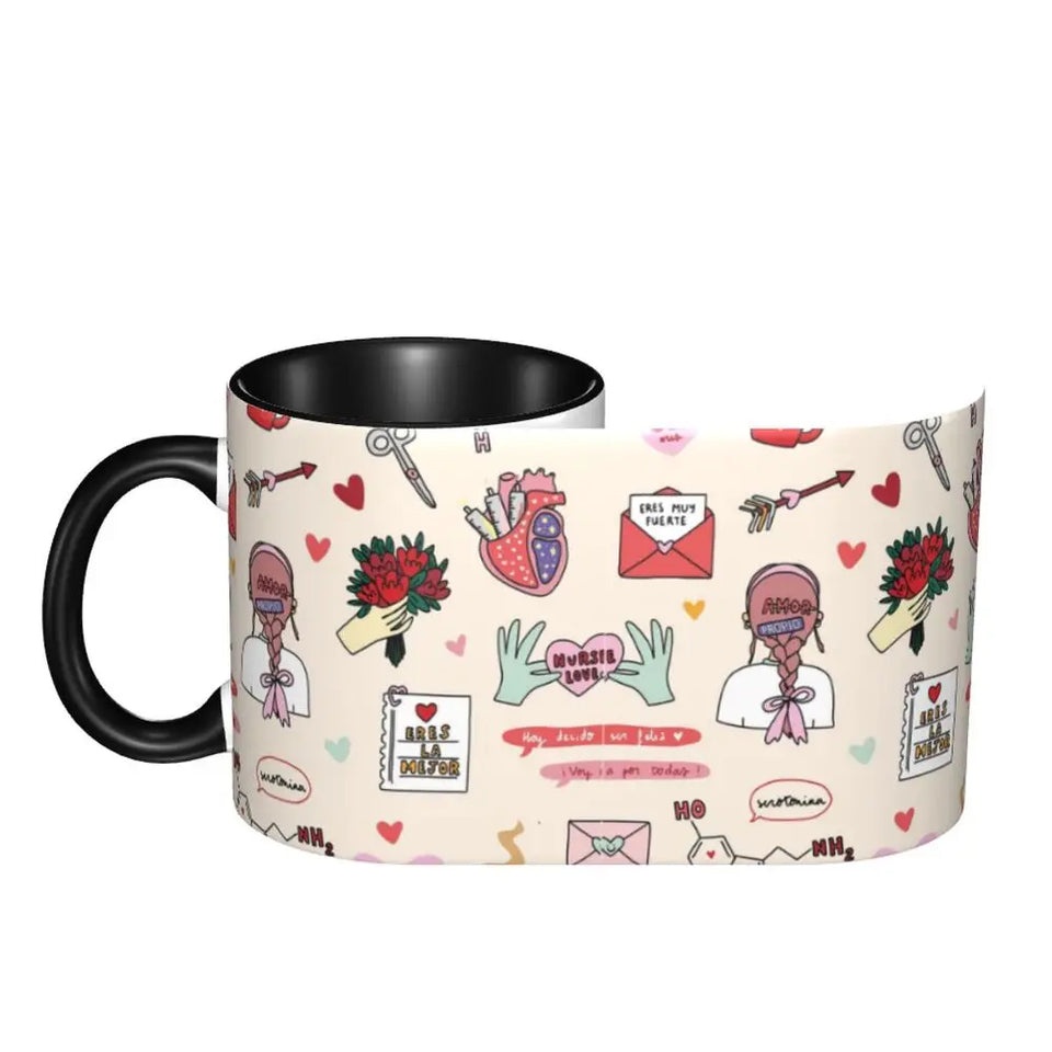 Pink Doctor Nurse Coffee Mugs DIY Customized Enfermera En Apuros Ceramic Milk Tea Mug Cup
