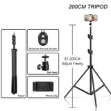 200/170/150/55cm Selfie Tripods Aluminum Light Stand For Phone Stand Mount Digital Camera Tripod With Clip Bluetooth Controller
