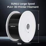 SUNLU 5KG PETG/PLA/PLA PLUS 3D Filament 1.75mm Large Spool Neatly Wound Big Roll Printing Filament for Most FDM 3D Printer