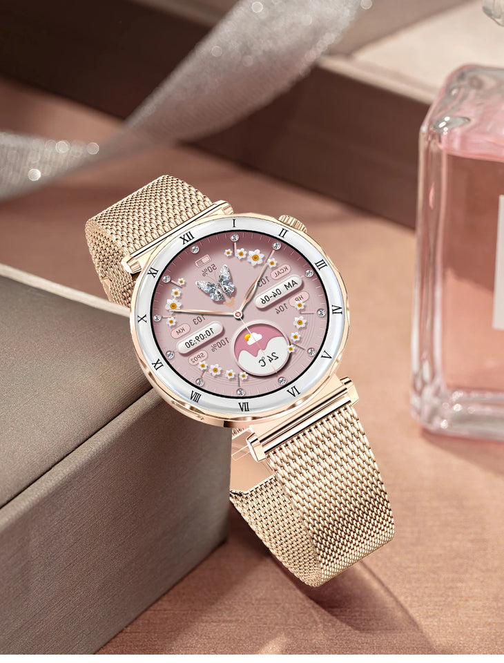 LIGE New 1.19inch AMOLED Fashion Ladies Smart Watch Bluetooth Call Sports Bracelet Women’s Health Waterproof Diamond Smartwatch