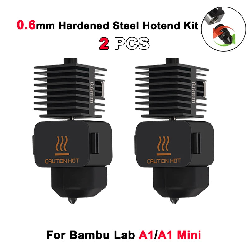 Hotend Kit For Bambu Lab A1/A1 Mini Fast Speed Hot End Assembly 0.2/0.4/0.6/0.8mm Hardened steel Nozzle 3D Printer Part