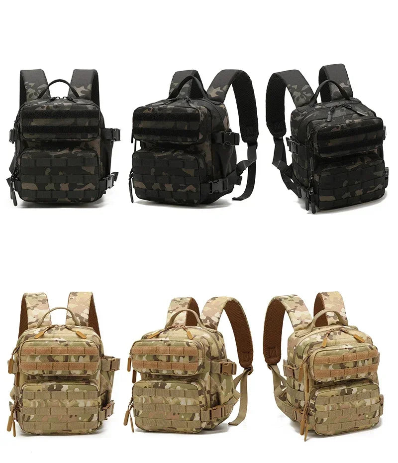Mini Tactical Backpack for Women Camping Hiking Sports Gym Bag 9L Daily Travel Athlete Fitness Rucksack with Bottle Holder