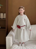 2025 Autumn Winter Girls' Outfit Vacation Children Letter Print Sweatshirt 2piece Set Skirt Casual Pullover Top 3y-10y Suit