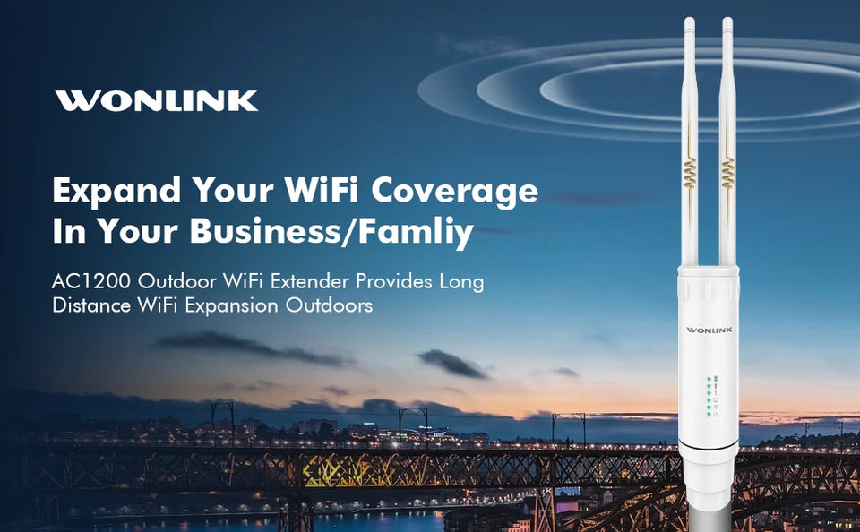 Wonlink 1200Mbps Outdoor Access Point 48V POE Wifi Router /Repeater 5G+2G Weatherproof Long Range Omnidirectional Antena Extend