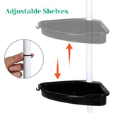 Corner Shower Caddy with Tension Pole 4-Tier Adjustable Shelves Bathroom Storage Organizer with Rubber Pad,101.6 - 122 Inch H