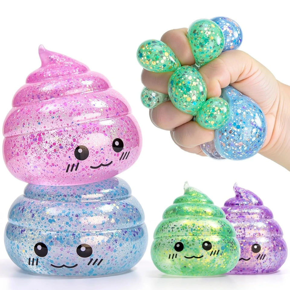 2026 Novelty Squishy Poo Stress Ball Squishies Toys Glitter Funny Stretch Squeeze Fidget Toys for Adults Fool's Day Prank Gift
