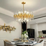 Modern restaurant luxurious smart crystal chandelier Gold round Living room interior decoration salon restaurant chandelier