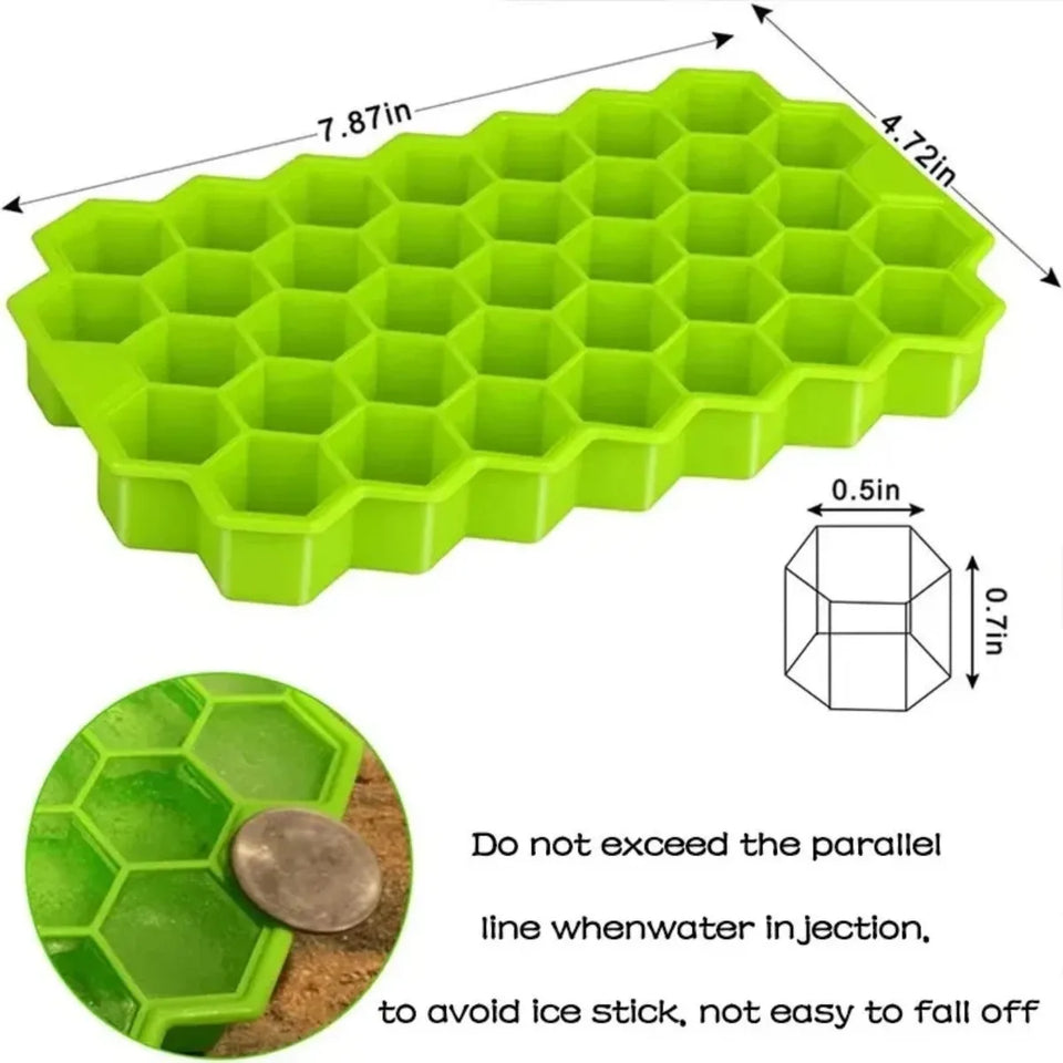 Honeycomb 37-Grid Ice Cube Tray, Silicone DIY Ice Mold (Lid Not Included) for Drinks, Cocktails & Kitchen Use