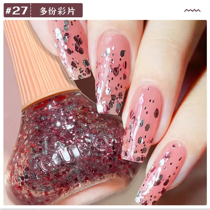 New Oily Gel Nail Polish Glitter Sparking Autumn Winter Milk Coffee Color Varnish No Bake Quick Dry Nail Art Salon Nail Polish