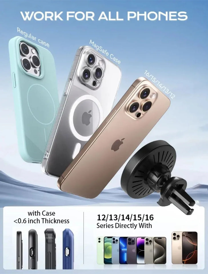 Magnetic Wireless Charger Car 360 Rotation Air Vent Phone Holder Stand Fast Charging Mount For iPhone 17 16 15 14 13 12 Pro Max