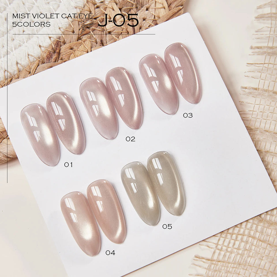 Vendeeni 5 Colors/Set Crystal Cat Eye Gel Nail Polish Semi Permanent Sparkling Magnetic UV LED Soak Off Gel Varnish With Display