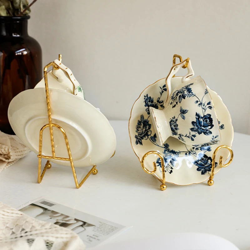 Storage Rack Luxury Tea Cup And Saucer Display Rack Metal Coffee Tea Cup Sets Coffee Storage Box Simple Suitable For Tray Tea