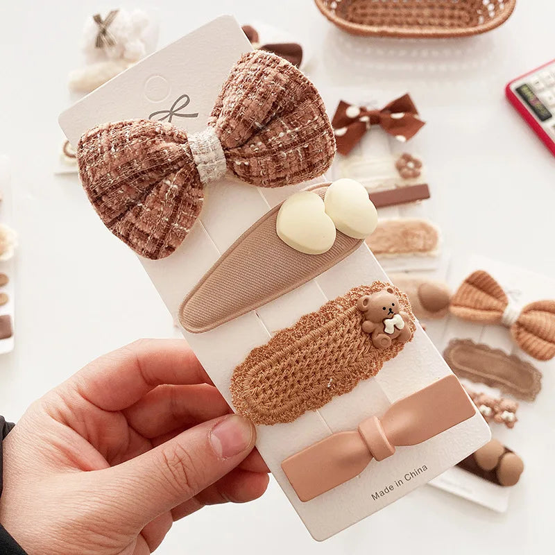 Coffee Warm Color Cute Cartoon Princess Hairpins Children Girls Kid Hair Clips Barrettes Accessories Hairclip Headwear Headdress