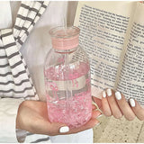 Kawaii Water Bottle Aesthetic Tumbler For Ice Coffee Juice Tea Cute Bowknot Plastic Cups With Straw Lid Portable Drinking Bottle