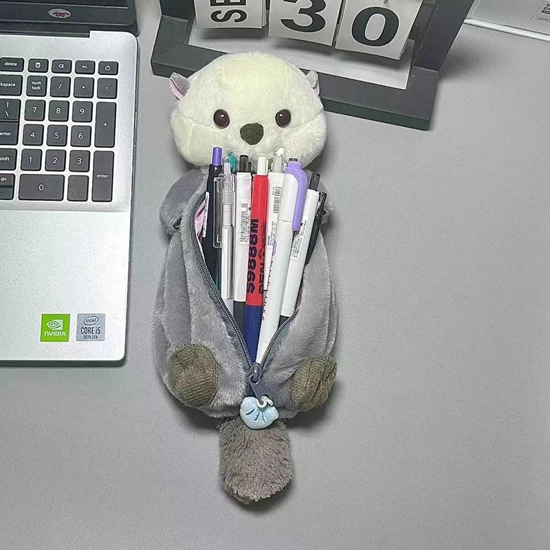 1Pcs Creative Sea Otter Plush Doll Pencil Case Ins High-attractive Pen Holder Cute Pencil Pouch Bag School Supplies Stationery