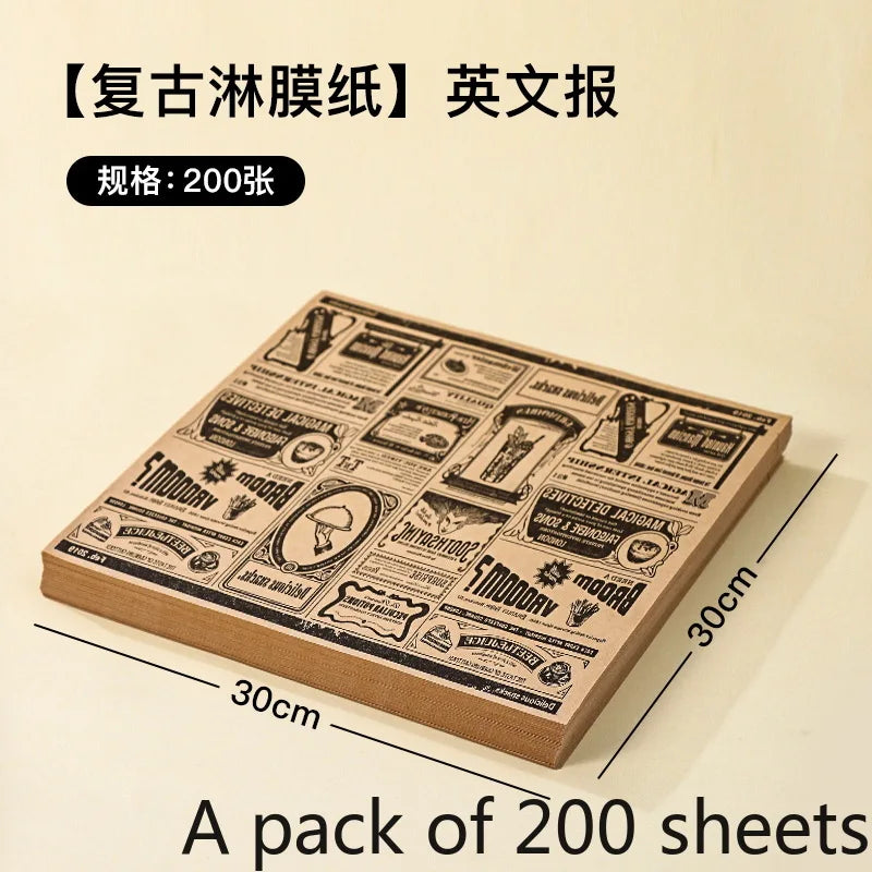 Anti Oil Paper Pad Retro Coated Paper Oil Resistant and Oil Absorbing Fried Chicken Kitchen Baking Barbecue Commercial Use