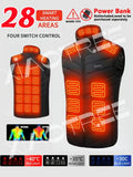 28/9 Areas Heated Vest Men Jacket Heated Winter Womens Electric Usb Heater Camping Jacket Man Thermal Vest Body Warmer Coat 6XL