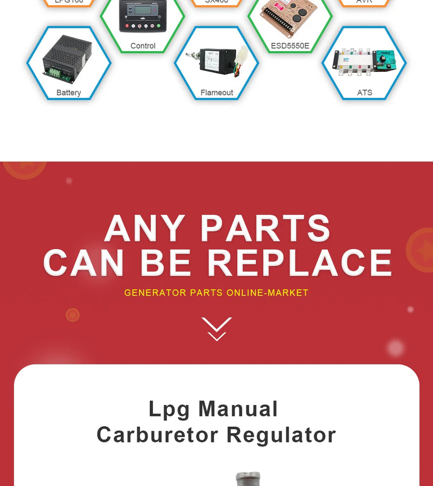 GT241 154F For Huayi Generator Parts Engine Double Use Lpg Manual Carburetor Regulator