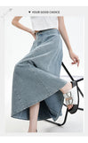 Long Denim Skirt Women 2024 Spring Summer New Arrivals High Elastic Waist A Line Jeans Skirts Korean Fashion Casual Blue Skirts