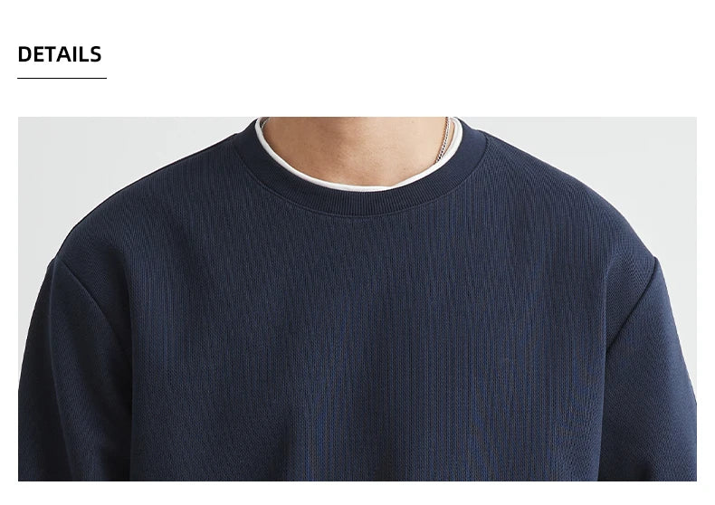 Men's Long Sleeve Casual Hoodie Loose Fit Round Neck White Top For Spring Autumn Versatile Sweatshirt Trendy Brand Men's Wear
